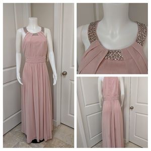 Eliza J Beaded Halter Gown